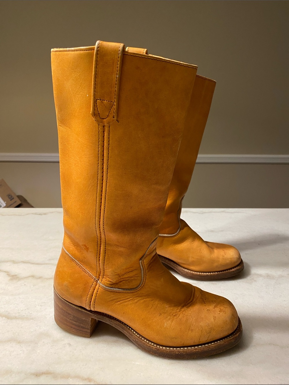 Double H Western Work Boots in Tan Leather size 8.5